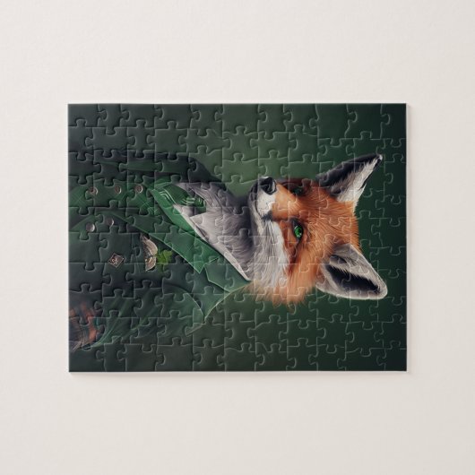 Puzzle Red Fox in a Green St. Patrick's Day Suit Jigsaw P (Horizontal)