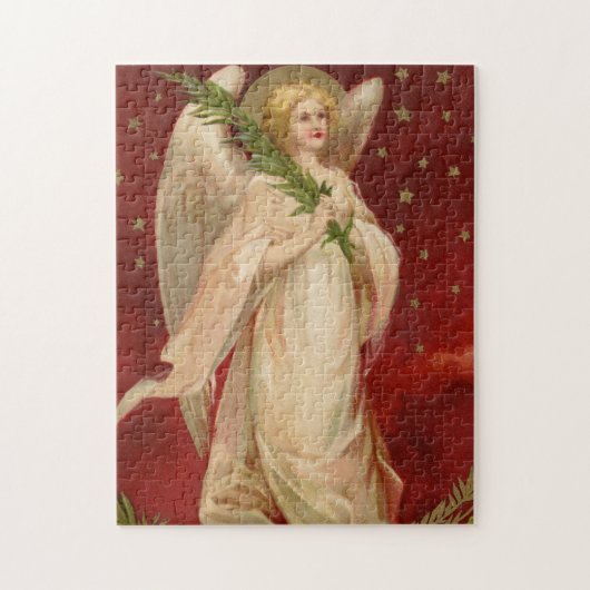 Puzzle Red Gold Victorian Christmas Angel (Vertical)