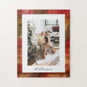 Puzzle Red Green Abstrait Plaid Rustic Photo Noël