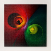 Puzzle Red Green Yin Yang Moderne Motif d'art Abstrait #2 (Horizontal)