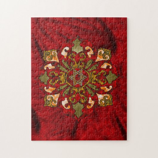 Puzzle Red Hanoukka Mandala (Vertical)