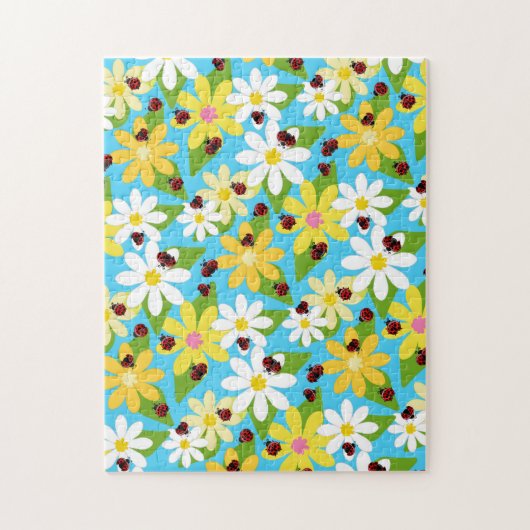 Puzzle Red Ladybug Beetle Insect Lover Black Hearts (Vertical)