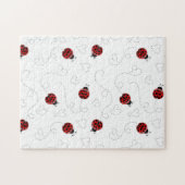 Puzzle Red Ladybug Beetle Insect Lover Black Hearts (Horizontal)