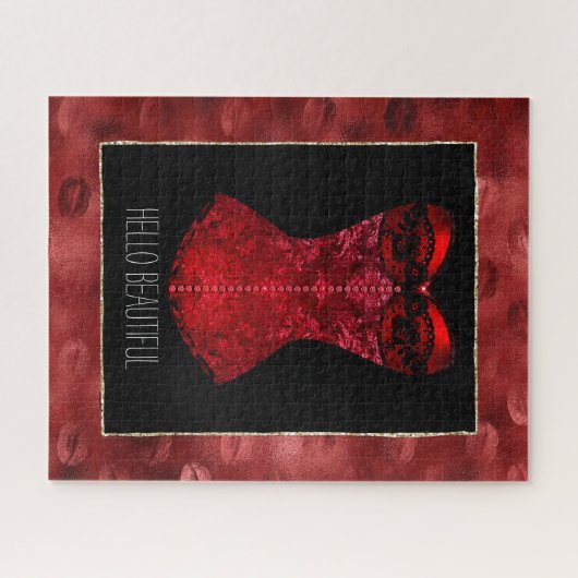 Puzzle Red Lips Corset  (Horizontal)