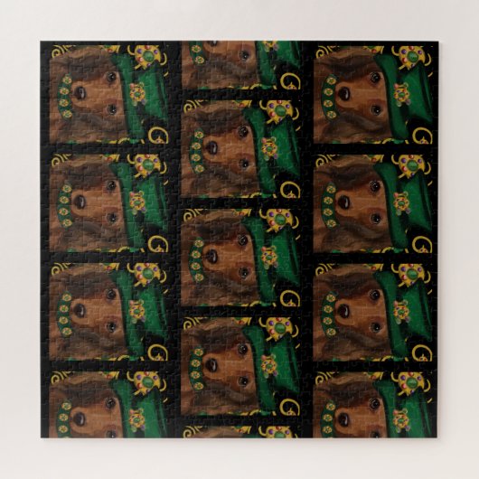 Puzzle Red Long Haired Dachshund (Horizontal)