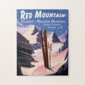 Puzzle Red Mountain Colombie-Britannique, affiche de ski (Vertical)