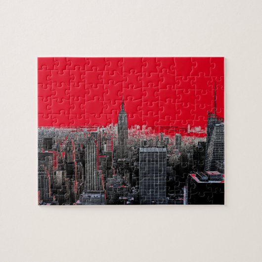 Puzzle Red Pop Art New York City Manhattan (Horizontal)