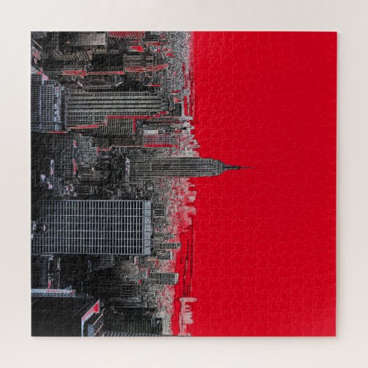 Puzzle Red Pop Art New York City Manhattan (Horizontal)