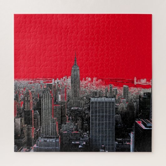 Puzzle Red Pop Art New York City Manhattan (Vertical)