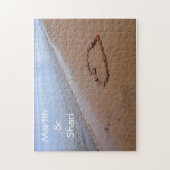 Puzzle Red Rocks Heart sur la plage de sable (Vertical)