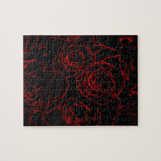 Puzzle Red Roses Arrière - plan noir (Horizontal)