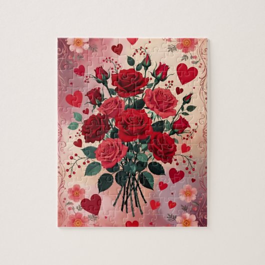 Puzzle Red Roses, Valentine's Day, (Vertical)
