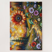 Puzzle Red Sunflower in valley by stream (Vertical)