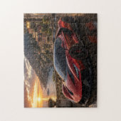 Puzzle Red Supercar at Mediterranean Sunset (Vertical)