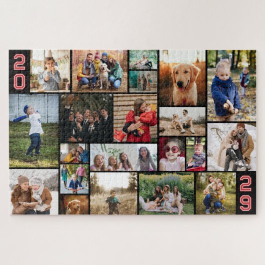 Puzzle Red Varsity Numbers Grosse photo Collage de votre  (Horizontal)