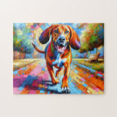 Puzzle Redondance Coonhound Portrait de chien Acrylique A (Horizontal)