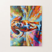 Puzzle Redondance Coonhound Portrait de chien Acrylique A (Vertical)