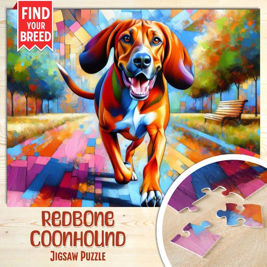 Puzzle Redondance Coonhound Portrait de chien Acrylique A