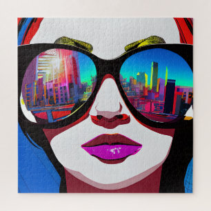 Puzzle Reflet de la ville dans les lunettes de soleil fem