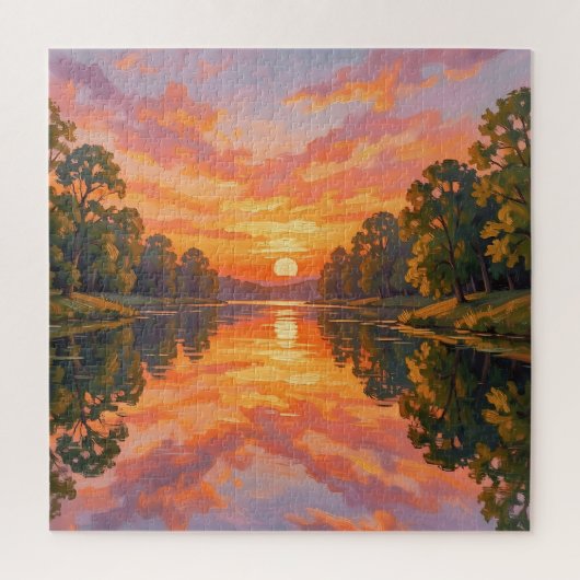 Puzzle Reflet de rivière au coucher de soleil vibrant (Vertical)