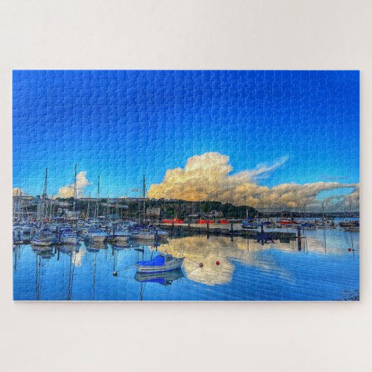 Puzzle Reflets de Brixham : Nuages dorés et vue sur la ma (Horizontal)