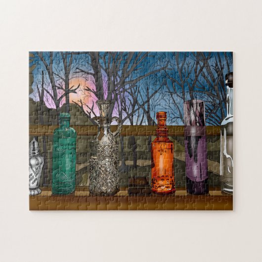Puzzle Réflexion | Vases en verre coloré dans la fenêtre (Horizontal)