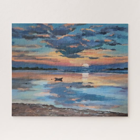 Puzzle Réflexions sur la plage, Pleine lune (Horizontal)