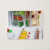 Puzzle Réfrigérateur ouvert rempli de nourriture (Horizontal)