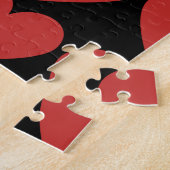 Puzzle Reine des coeurs rouges chat noir blanc chaton voi (Côté)