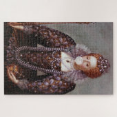 Puzzle Reine Elizabeth I soufflant de bulle blanche gomme (Horizontal)