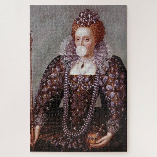 Puzzle Reine Elizabeth I soufflant de bulle blanche gomme (Vertical)