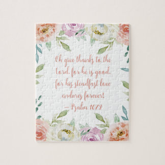 Puzzle Remercie la Bible Verse Girl Watercolor Floral