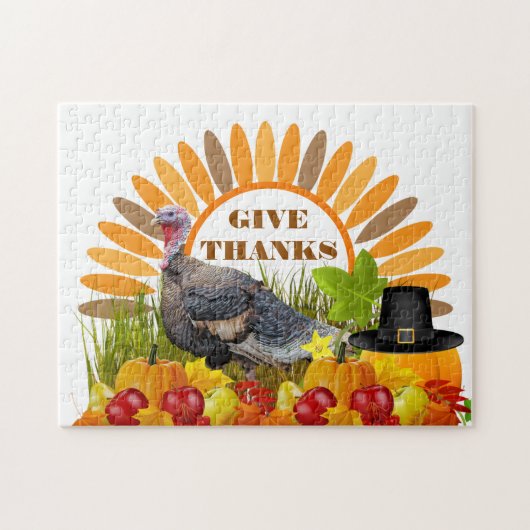 Puzzle Remerciements Thanksgiving Turkey, Citrouille Holi (Horizontal)