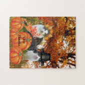 Puzzle Remercier Citrouille Chat Patch Thanksgiving (Horizontal)