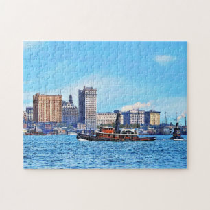 Puzzle Remorqueurs près de la skyline de New York c1906