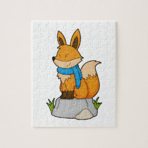 Puzzle Renard avec Écharpe sur Rocher