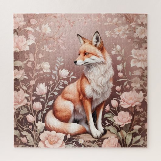 Puzzle Renard Avec Flore Rose Rêvé (Vertical)