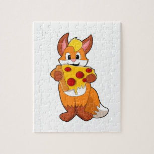 Puzzle Renard avec pizza
