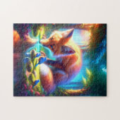 Puzzle Renard Avec Robins Américains En Forêt (Horizontal)