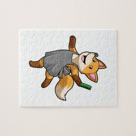 Puzzle Renard comme coiffeur avec ciseaux (Horizontal)
