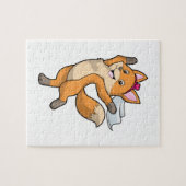 Puzzle Renard comme mariée avec voile et cœur (Horizontal)