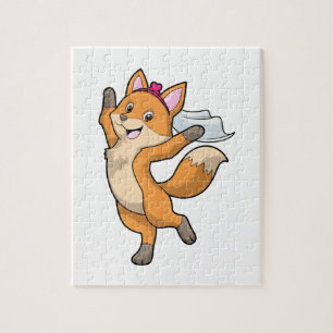 Puzzle Renard comme mariée avec voile et cœur