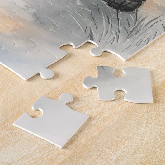 Puzzle Renard couché Whimsical Noël rustique (Côté)