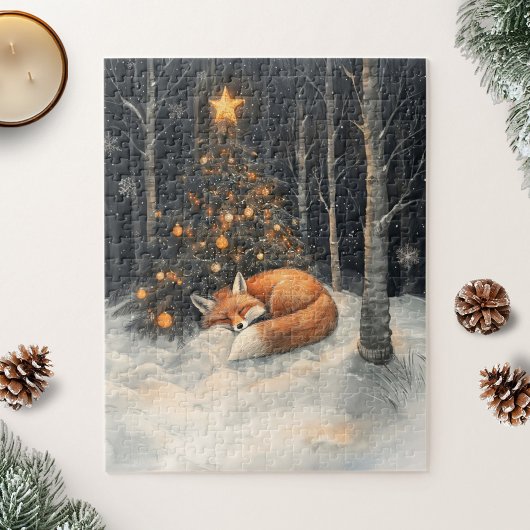 Puzzle Renard couché Whimsical Noël rustique