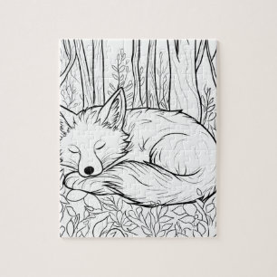 Puzzle Renard dans la forêt, coloriage mignon