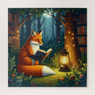 Puzzle Renard dans une bibliothèque de forêt magique