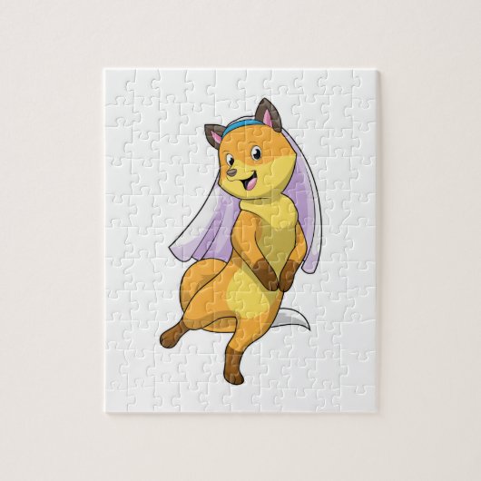 Puzzle Renard en mariée avec Voile (Vertical)