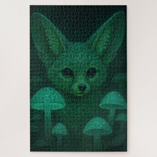 Puzzle Renard Enchanté & Champignons Bioluminescents Fair (Vertical)