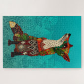Puzzle renard floral turquoise (Horizontal)