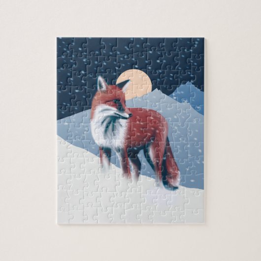 Puzzle Renard Mélange Dans La Neige D'Hiver Illustration (Vertical)